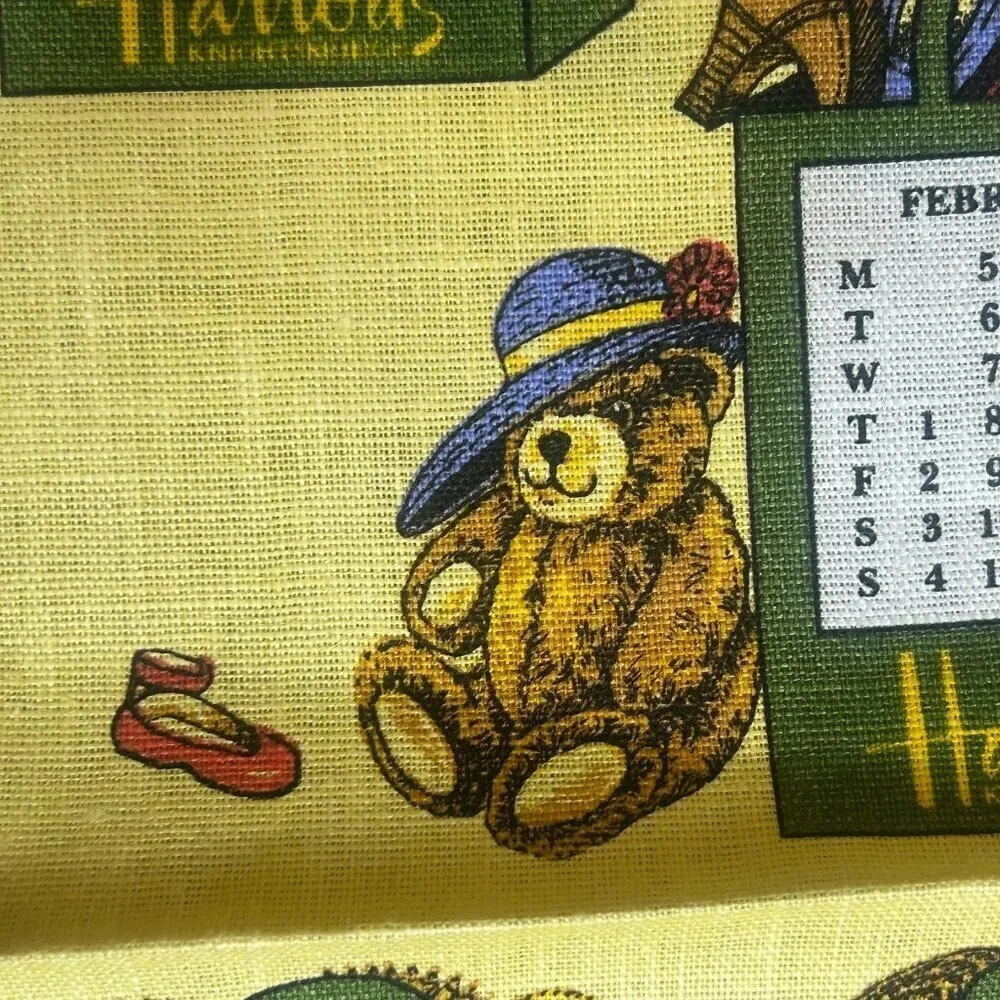 Harrods 100% Linen Calendar Tea Towel 2001 NWT